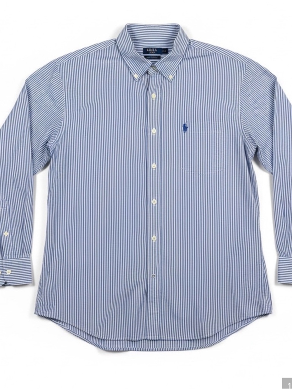 Izod Men's Navy and White Striped Button-Down Shirt